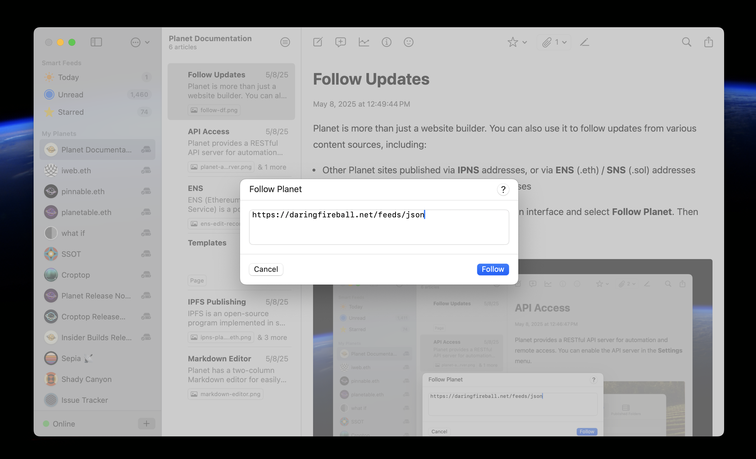 Follow Daring Fireball with Planet
